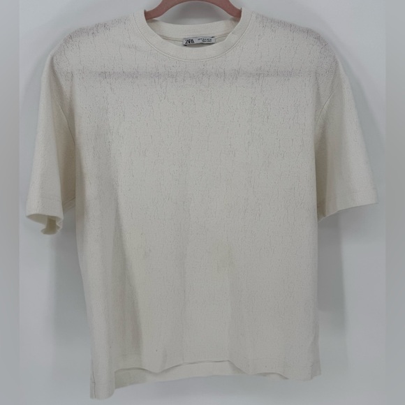 Zara Textured Crew Neck Oversized T Shirt - Picture 1 of 11